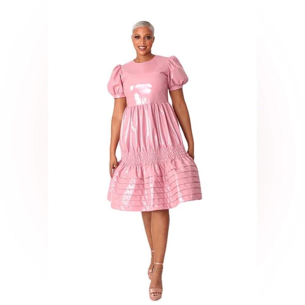 Ruffled Tiered Patent Dress